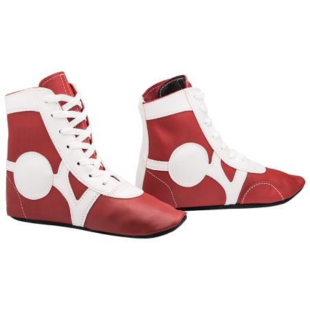 Купить Обувь для самбо SM-0102, кожа, красный Rusco в Горно-Алтайске 