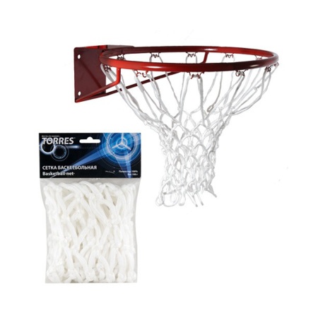 Купить Сетка баскетбольная Torres, нить 6 мм, белая в Горно-Алтайске 
